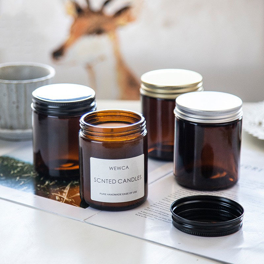 Candle Making Glass Jars - Empty Candle Jars, 8oz Amber Glass