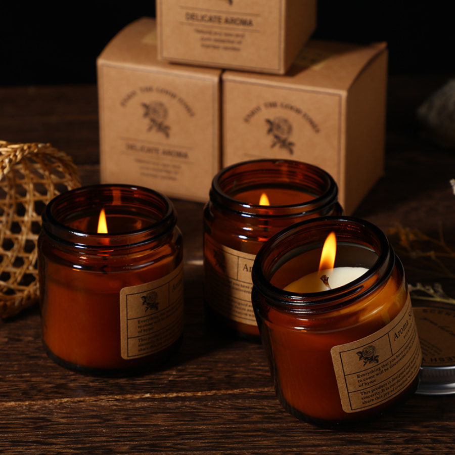 Candle Making Glass Jars - 1pc Brown Glass Cup Aromatherapy Candle