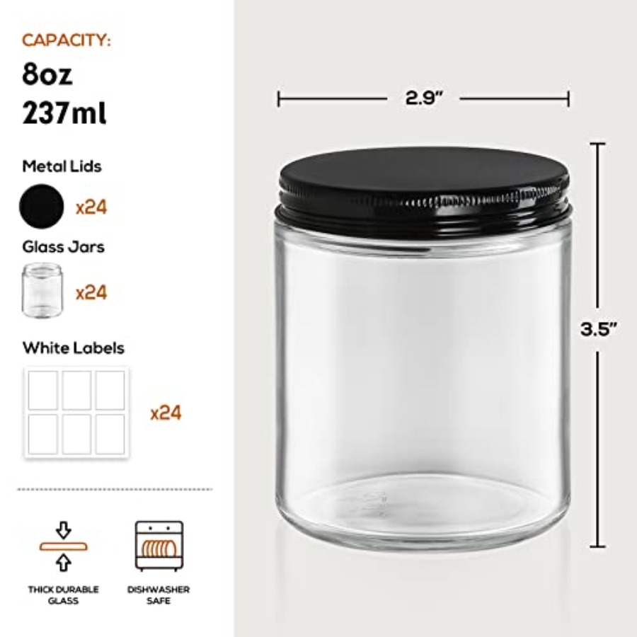 Pack, 8 OZ Thick Glass Jars wi - Candle Making Glass Jars recensie en prijs