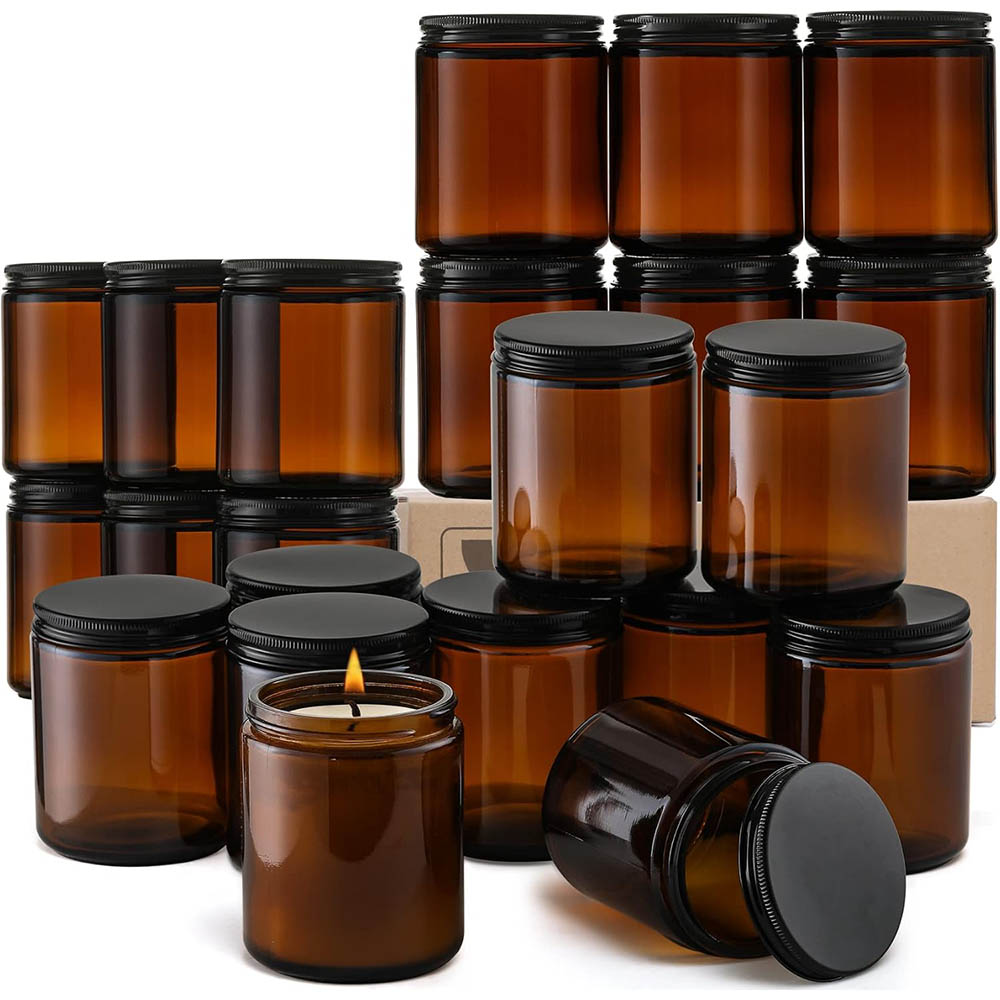 8oz Amber Glass Jars with Blac - Candle Making Glass Jars recensie en prijs