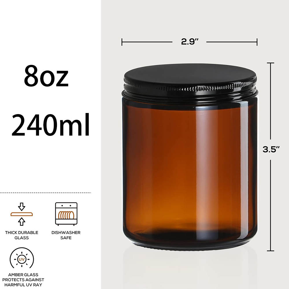 8oz Amber Glass Jars with Blac - Candle Making Glass Jars recensie en prijs
