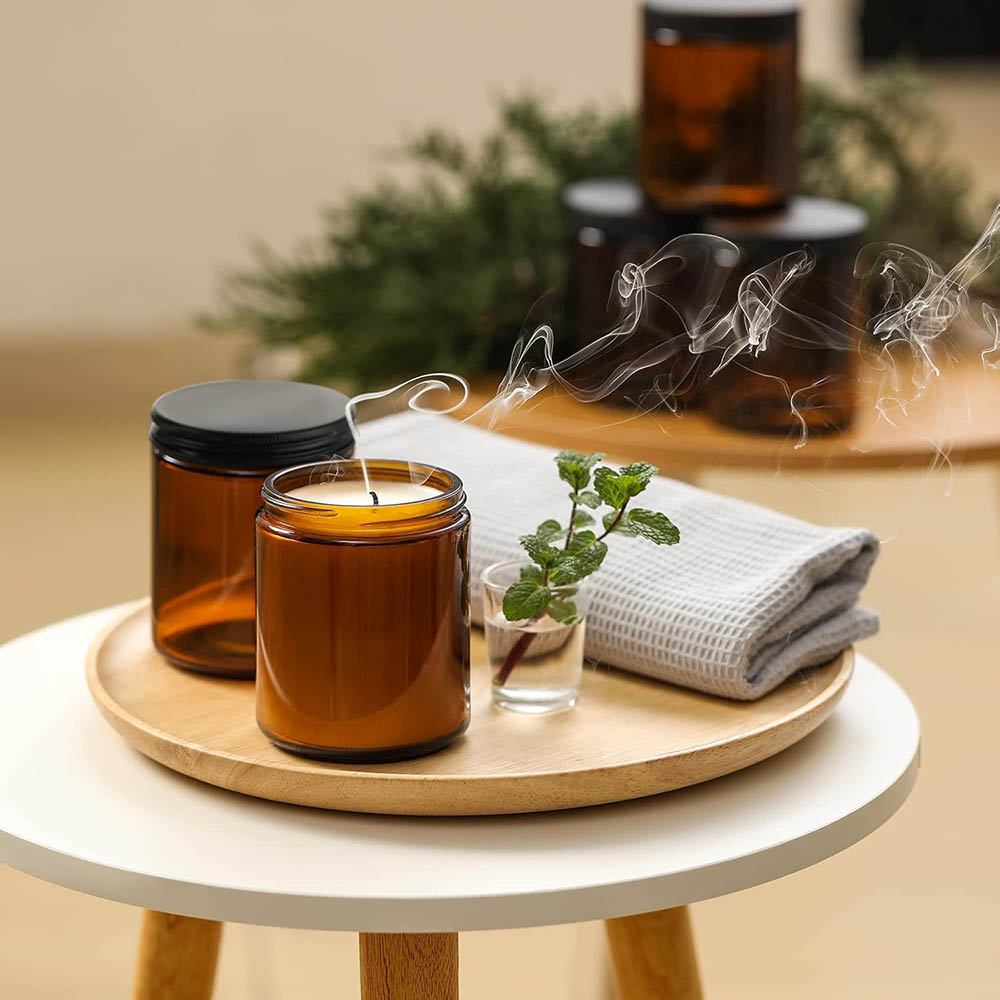 8oz Amber Glass Jars with Blac - Candle Making Glass Jars recensie en prijs