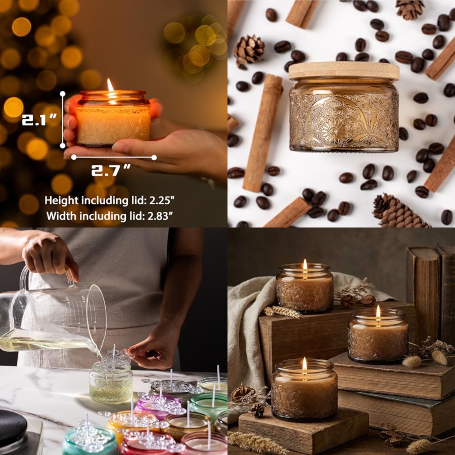 18-Pack 4oz Embossed Glass Can - Candle Making Glass Jars recensie en prijs